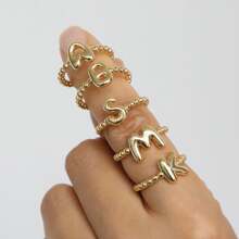 Anillos ajustables con letras de burbuja de estilo minimalista y elegante, adecuados para el uso diario de las mujeres, perfectos para regalos de cumpleaños