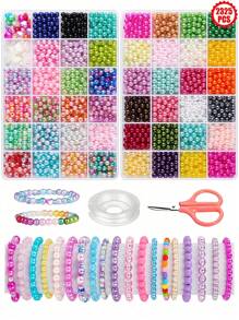 2 Boxes Of 48 Colors Beads For Jewelry Making, 2325 Pcs Bracelet, Necklace, Earrings, Round Pearls DIY Craft, Gifts For Party, Halloween, Christmas, Valentine's Day, Birthday - Imitation Pearl - View 6