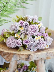 1pc Artificial Hydrangea Flower Bouquet Decoration For Window Display, Wedding And Home Decor