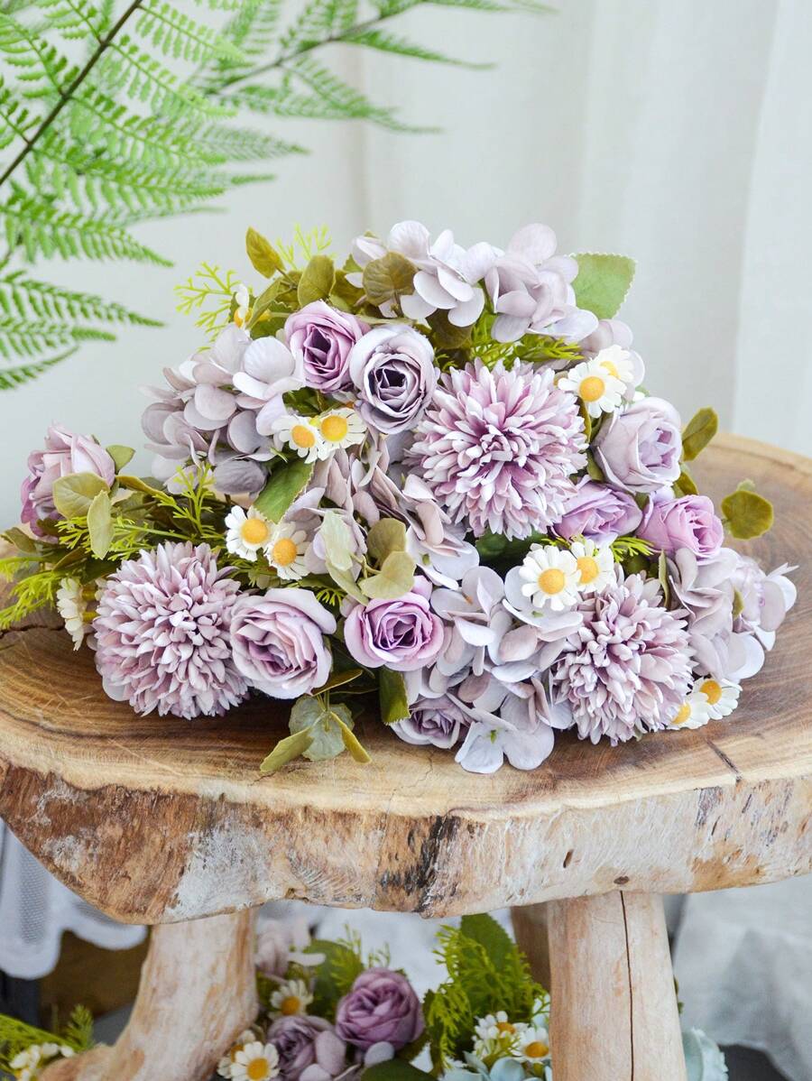 1pc Artificial Hydrangea Flower Bouquet Decoration For Window Display, Wedding And Home Decor