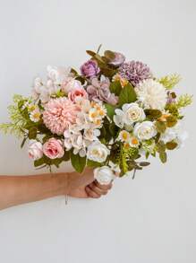 1pc Artificial Hydrangea Flower Bouquet Decoration For Window Display, Wedding And Home Decor