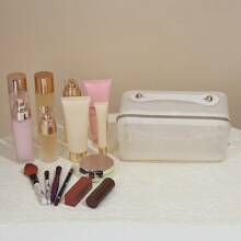 1 pieza Bolsa de cosméticos en forma de almohada de PVC a la moda, bolsa de almacenamiento de viaje, organizador de maquillaje, bolsa de almacenamiento de maquillaje, mini bolsa, estuche de maquillaje de viaje, accesorios, portaherramientas de maquillaje, bolsa para brochas, contenedor de cosméticos, bolsa de viaje, accesorios para damas, artículos de viaje, bolsa de maquillaje, bolsas de maquillaje, bolsa de maquillaje - Blanco - Ver 4
