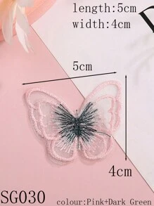 SG030 彩色漸變雙層3D 姬釵蝴蝶結繡花 DIY 髮飾服飾帽子裝飾材料/尺寸：長度5cm，寬度4cm - 淺粉色 - 查看 7