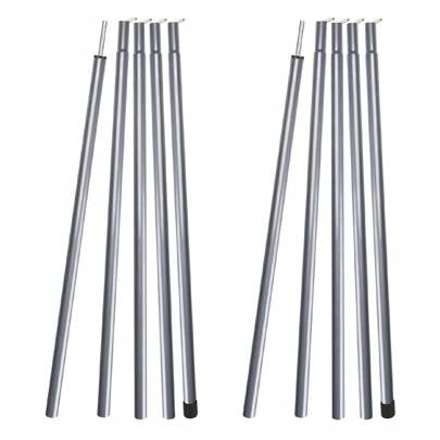 2PCS Postes de lona al aire libre con estacas y cuerdas de viento, Postes de tienda Varillas de soporte duraderas y telescópicas para la construcción de carpas grandes y toldos de porches y velas solares grandes, 2x 5 secciones (43-200CM)