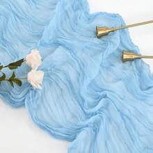 10pcs Rectangular Table Runner, 180*90cm, 300*90cm, 400*90cm, Cheese Cloth Table Runner, Boho Cheesecloth Table Cloth, Transparent Tablecloth, Suitable For Wedding Bride Baby Shower Birthday Or Holiday Party Cake Table Decor, Romantic Banquet Table Decor Chiffon Table Runner For Birthday, Wedding, Party, Holiday Celebration And Baby Shower