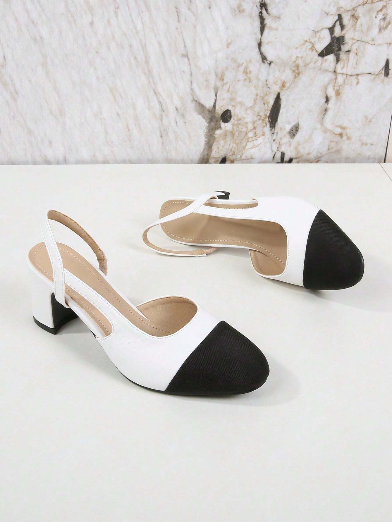 Allegra K Sandales à talon bloc avec sangle de cheville pour femme, Bleu et blanc