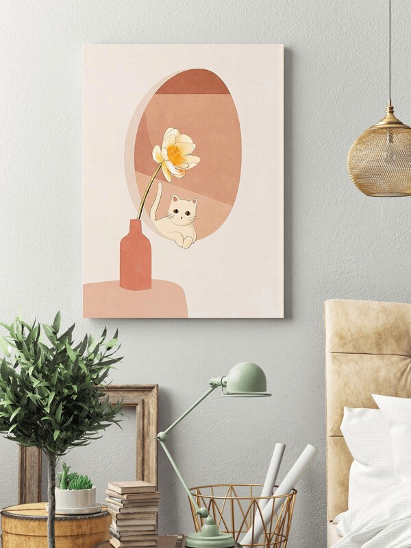 1pc Wall Art Bedroom,Living Room Decor.Cute Kitten, Can Be Placed In Front Of The Dresser Or Near The Study Table And Chairs As A Decoration To Bring Calmness And Motivation.Bathroom Wall Art,Farmhouse Wall Art.Holiday Gift For Family And Friends,Painting Core