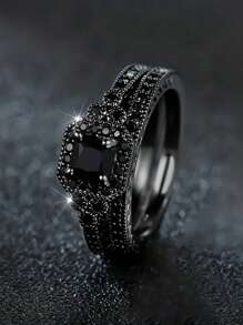 1入男士迷人方形氧化鋯戒指，派對配飾珠寶禮物 - 1# - 查看 13