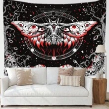 1pc Red-Eyed Bat Skull Printed Tapestry, Home Room Wall Decoration Hanging Cloth, Flag For Room, Room Decor, Tapestry, Wall Art ,Room Stuffs, Flags For Room, Home Decor, Wall Tapestry