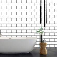 3D環氧壁磁貼，剝離式且易於清潔，防汙水擋板廚房後擋板，尺寸為12*12英寸 - 黑與白 - 查看 4