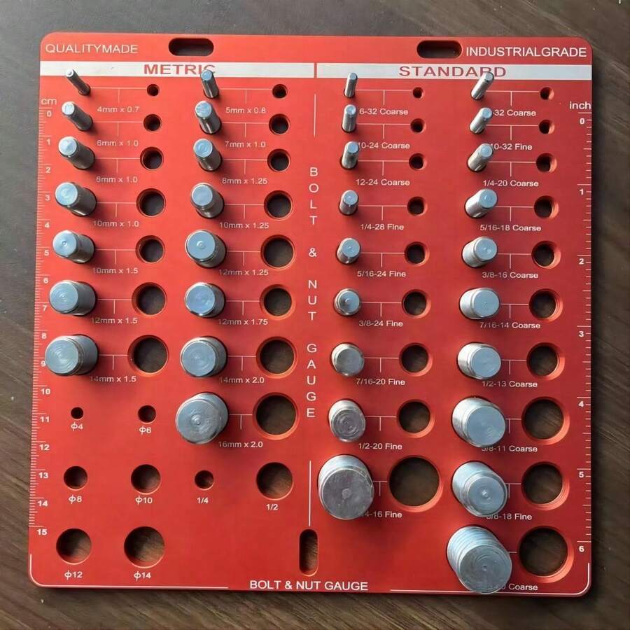 1 Set Of 28 Hole Bolt & Nut Thread Gauge Checker With Standard English