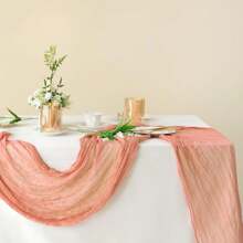10pcs Rectangular Table Runner, 180*90cm, 300*90cm, 400*90cm, Cheese Cloth Table Runner, Boho Cheesecloth Table Cloth, Transparent Tablecloth, Suitable For Wedding Bride Baby Shower Birthday Or Holiday Party Cake Table Decor, Romantic Banquet Table Decor Chiffon Table Runner For Birthday, Wedding, Party, Holiday Celebration And Baby Shower