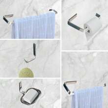 Kit Acessórios Para Banheiro Quadrado Prata 5 Peças