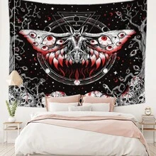 1pc Red-Eyed Bat Skull Printed Tapestry, Home Room Wall Decoration Hanging Cloth, Flag For Room, Room Decor, Tapestry, Wall Art ,Room Stuffs, Flags For Room, Home Decor, Wall Tapestry
