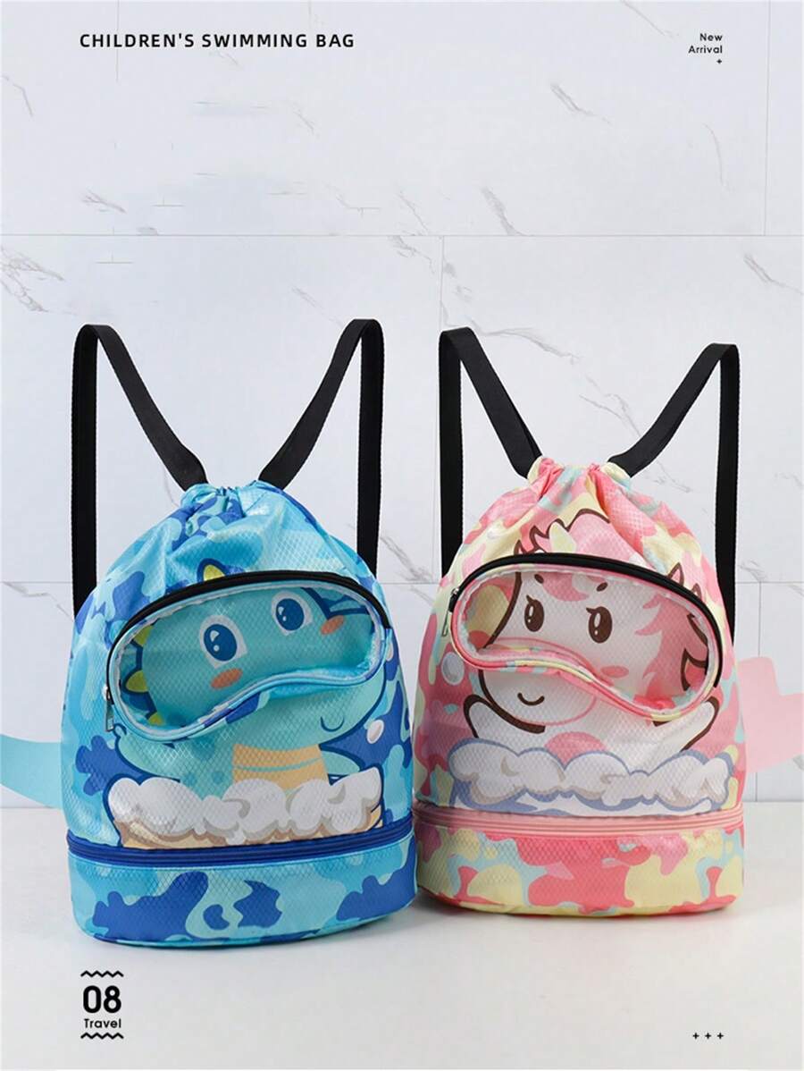 Bolsa de natación de dibujos animados - Diseño de calidad, mochila versátil para fitness, organizador de artículos de tocador amigable para viajar, bolsa de almacenamiento espaciosa de doble hombro - Ideal para almacenamiento de natación - Multicolor - Ver 1