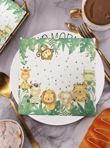 2024 New Animal Pattern Printed Square Napkins, Disposable Paper Towels For Parties And Dinner Tables, 20pcs/Pack - Animal Napkins - View 7
