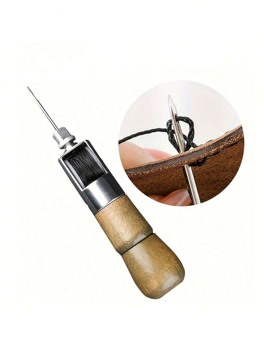 Poinçon De Reliure DIY - Outil Manuel Avec Poignée En Bois Pour Couture, Travail Du Cuir, Tissage, Bijoux, 11.9 Cm - 2