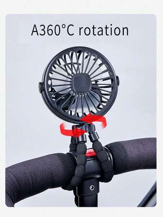 1 件章鱼婴儿推车风扇，USB 可充电便携式静音风扇，迷你手持可折叠旅行风扇，带 LED 夜灯，多功能台式风扇，角度可调，弯曲和扭曲自由，3 种可调速度婴儿房台扇