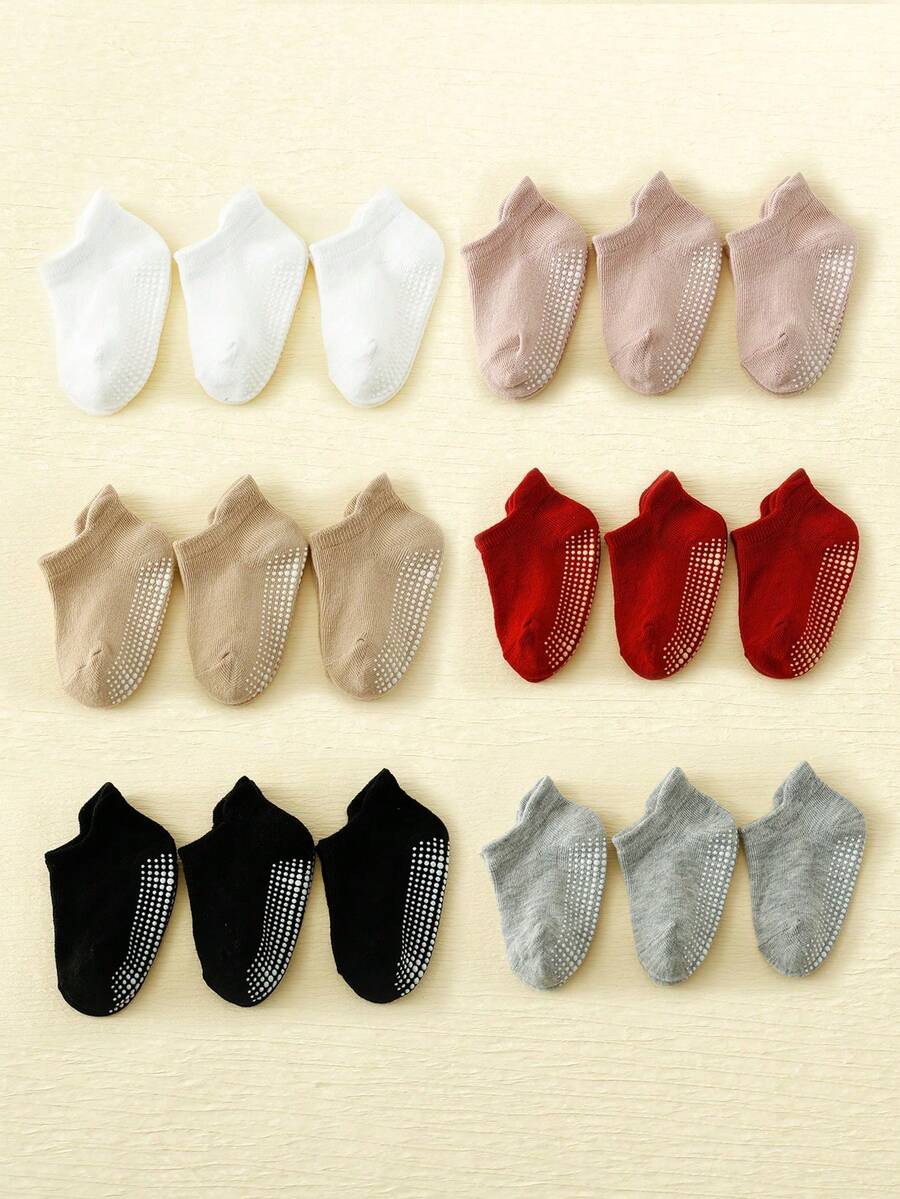 6pairs Children's Thickened Black Glue Anti-slip Floor Socks - Black - View 1