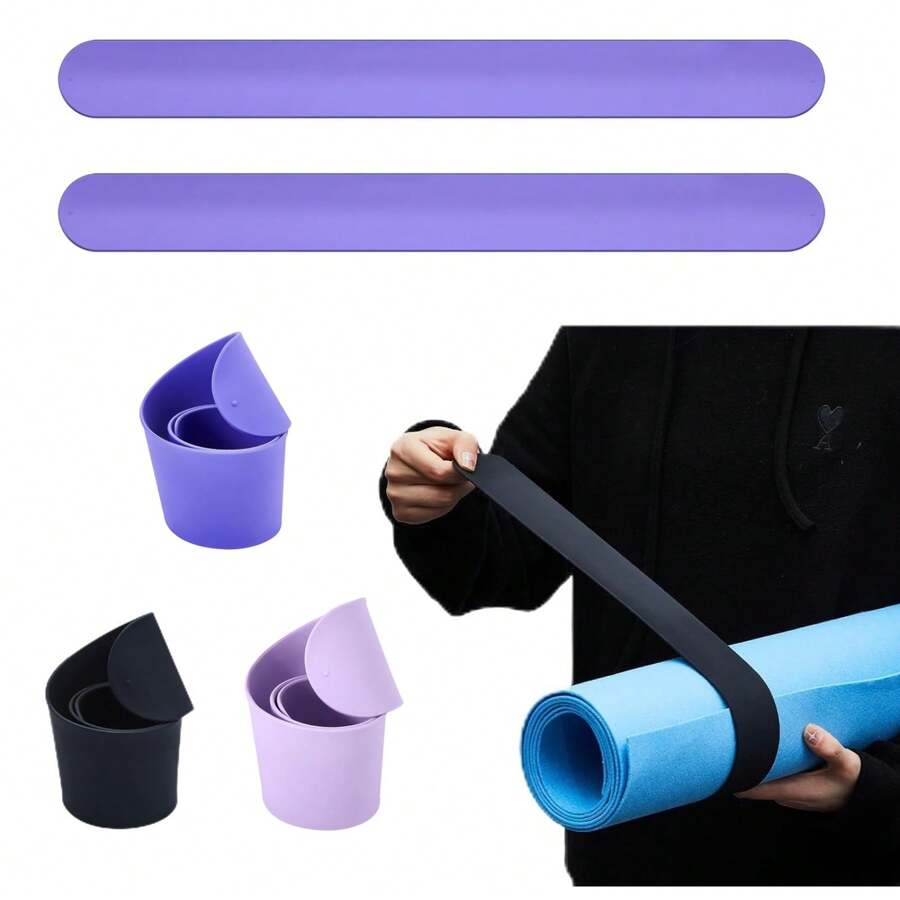 2PCS Yoga Mat Strap Slap Band - Keeps Your Mat Tightly Rolled And Secure With One Snap - Strong Clasp For Yoga Mat Storage And Travel - Fits Most Size Mats (20"L X 1.5"W) - Multicolor - View 1