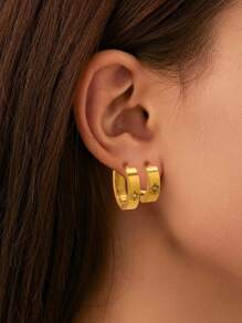 1Pair/2Pcs 4mm Width Stainless Steel Cute Earrings For Women Ladies Hoop Earrings Jewelry Valentines
