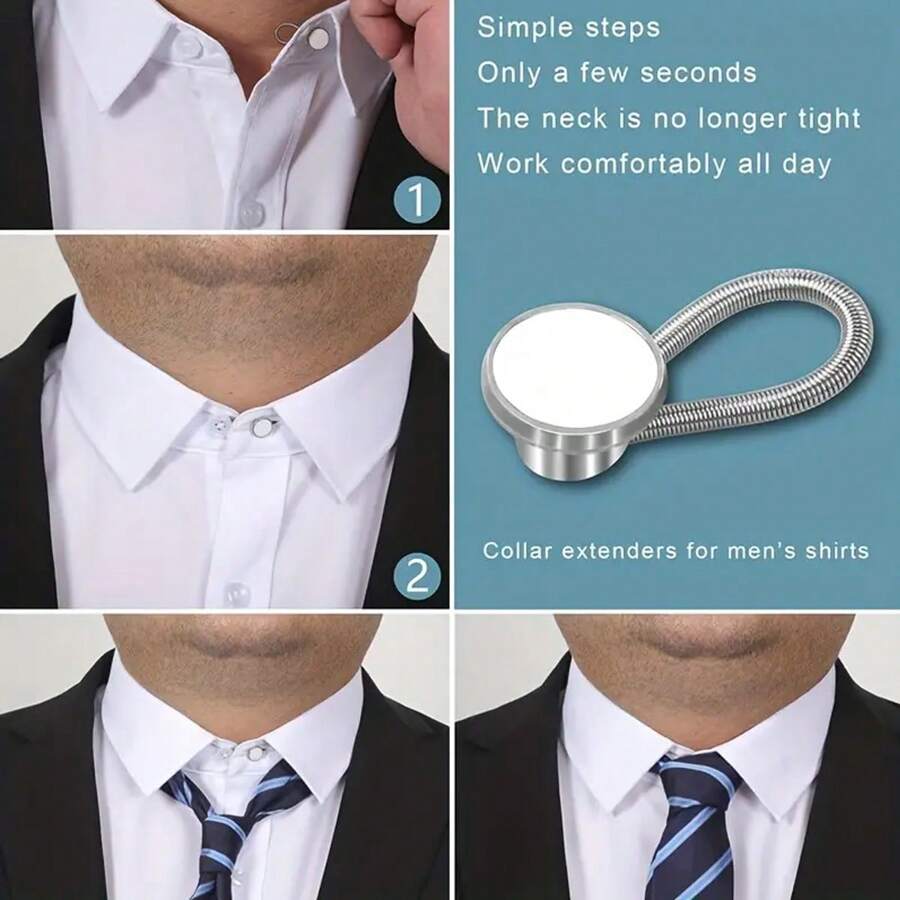 1pc Shirt Collar Button Extender, Men's Dress Shirt Collar Button Extender, Comfortable Tie Extender, Great Gift, Metal Collar Button Extender, Elastic Collar Extender, Magic Button, Men's Dress Shirt Can Expand Half Size, Great Gift - Multicolor - View 1