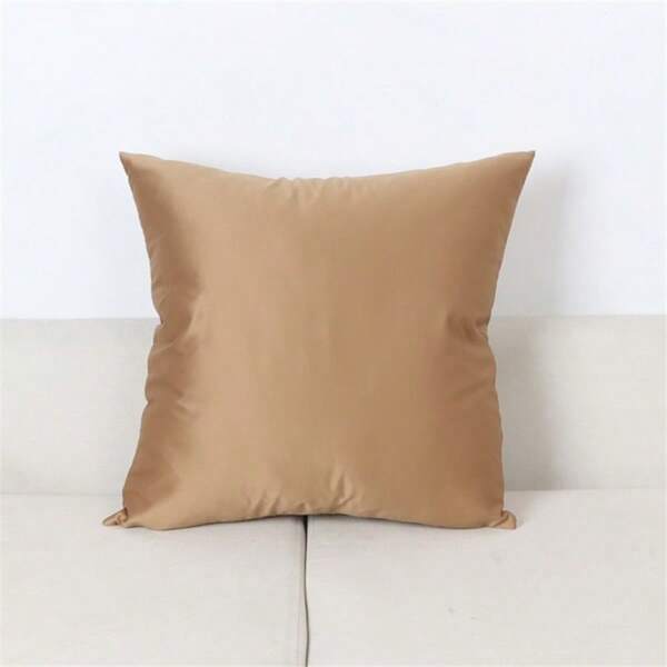 1pc Solid Color Satin Faux Silk Decorative Throw Pillow Cover, Modern Design Polyester Material, Square Shape For Living Room Home Decor, Available In 40x40cm, 45x45cm, 50x50cm, 60x60cm. Zippers Closure, Machine Washable - No Pillow Core Included