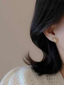 2 pares de aretes tipo pendiente con diseño de estrella de mar y concha, con perlas artificiales, diseño delicado y personalizado, casual y adecuado para verano y playa, para mujeres