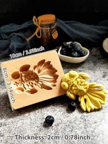 Cippes 1 件木质饼干模具，带雕刻浮雕 3D 动物形状图案，适用于圣诞节、厨房烘焙工具、翻糖蛋糕饼干装饰、DIY 饼干切割模具、鸟、猫、猫头鹰、天鹅、刺猬、鱼 - 杏色 - 查看 4