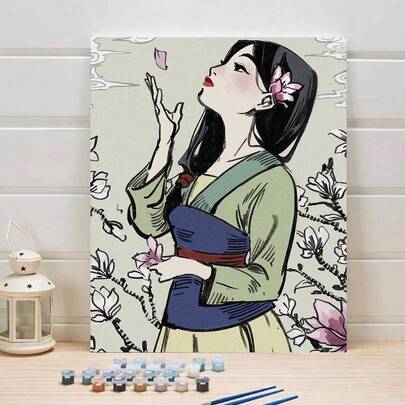 Kit de pintura digital de aceite con tema de Mulán, set de pintura al óleo artística, ideal para dormitorio y decoración de pared, mejor regalo para amigos, tamaño 40 * 50CM