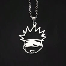 1pc  Gojo Silver Cartoon Creative Stainless Steel Chain Cute Infinite Void Necklace Pendant Halloween
