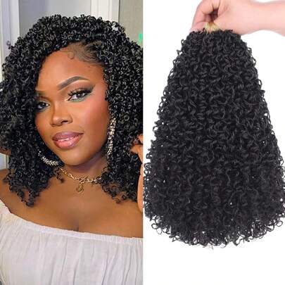 8/10/12 Inch  Yanky Twist Crochet Hair Pre-Twisted Curly Braiding Hair Extensions Pre-Looped Senegalese Twist Braids Synthetic Curly Crochet Hair For  Women
