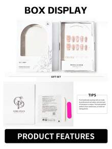GIRL PLUS GIRLPLUS「蝴蝶山茶花」10件裝純手工製作的假指甲棺材型，閃亮的破碎鑽石珍珠蝴蝶樹脂手工指甲，金屬粉末裝飾優雅的白色時尚指甲組，適合婦女和女孩日常、約會穿戴壓克力假指甲用品 - 彩色 - 查看 6