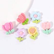 10 pièces d'accessoires décoratifs de fleurs mélangées pour l'artisanat DIY, la papeterie, les coques de téléphone, les porte-clés, les tasses, les sabots ajourés, les aimants de réfrigérateur (pas des autocollants) - Multicolore - Voir 8