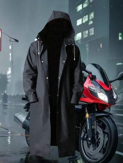 1 pieza Impermeable largo negro para hombre Abrigo de lluvia con capucha Chaqueta de trinchera para exteriores, senderismo, motocicleta Abrigo de lluvia para escuela, oficina, hogar, viajes, regreso a la escuela, verano, playa, viajes, San Valentín, mascotas, carnaval, decoraciones de fiesta, primavera y verano, regalos para damas de honor, dormitorio, decoración de dormitorio, playa, viajes, para hombres, para mujeres, vacaciones, cosas lindas