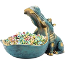 New Arrival Hippo Statue Resin Candy Dish Key Bowl Fun Living Room Atmosphere Decoration Ornament - Multicolor - View 2