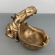 New Arrival Hippo Statue Resin Candy Dish Key Bowl Fun Living Room Atmosphere Decoration Ornament - Multicolor - View 5