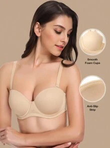 Deyllo Strapless Underwire Push-Up Bra - Apricot - View 4