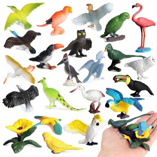 22 adorables poupées d'animaux, modèles d'animaux cognitifs – Décoration de gâteau parfaite et jouets puzzle pour perroquets, flamants roses, hiboux des neiges, hiboux et toucans ! Modèle de bureau, cadeau de vacances ! Décoration de la chambre