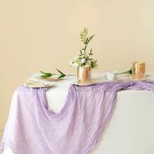 10pcs Rectangular Table Runner, 180*90cm, 300*90cm, 400*90cm, Cheese Cloth Table Runner, Boho Cheesecloth Table Cloth, Transparent Tablecloth, Suitable For Wedding Bride Baby Shower Birthday Or Holiday Party Cake Table Decor, Romantic Banquet Table Decor Chiffon Table Runner For Birthday, Wedding, Party, Holiday Celebration And Baby Shower