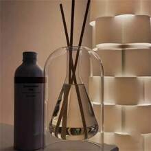 1set (1 Glass Bottle + 4 Sticks) Aromatherapy Diffuser Bottle, Transparent Glass Essential Oil Container With Fragrance Stick, Home Storage Bottle - White - View 3