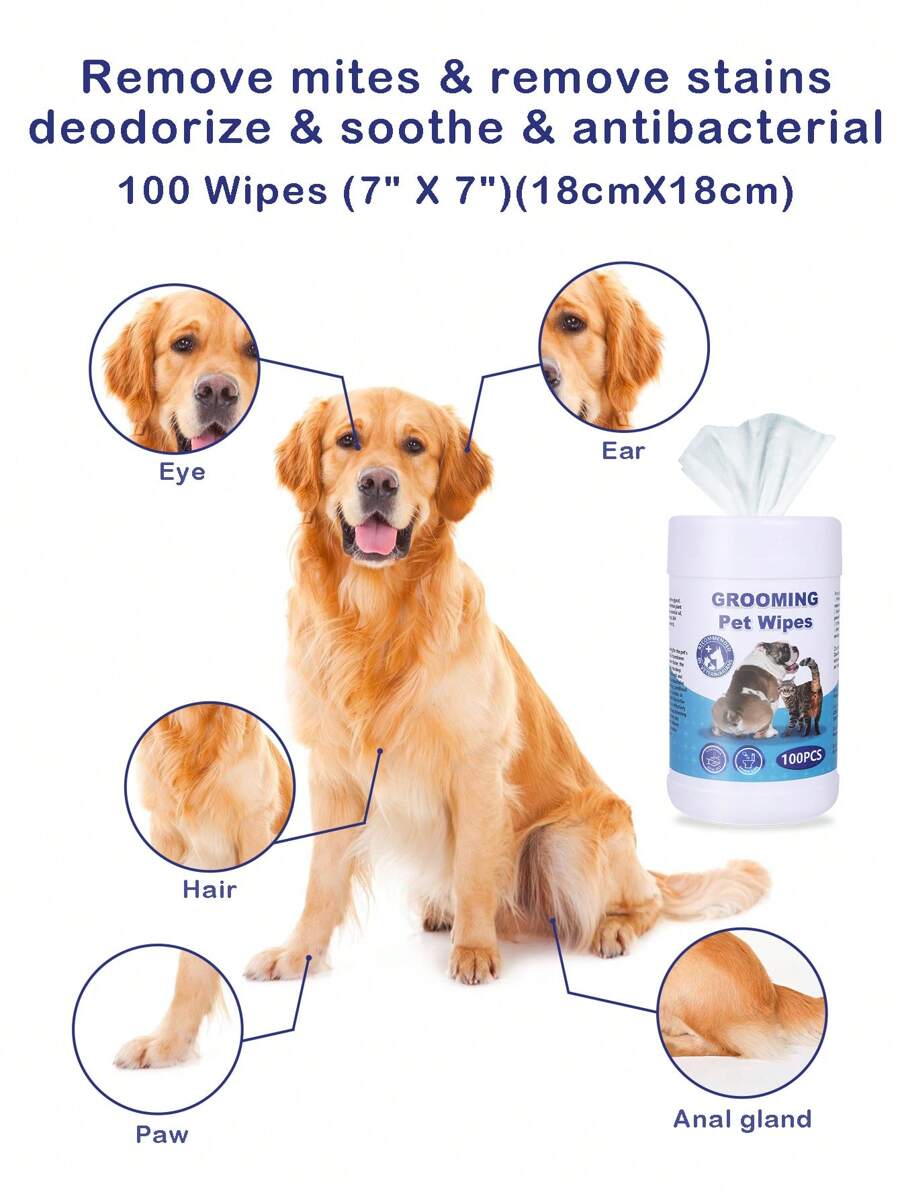 1 Bottle (100 Pumps) Large Capacity Pet Wipes Cat Dog Eye Wipe Tear Stain Deodorization