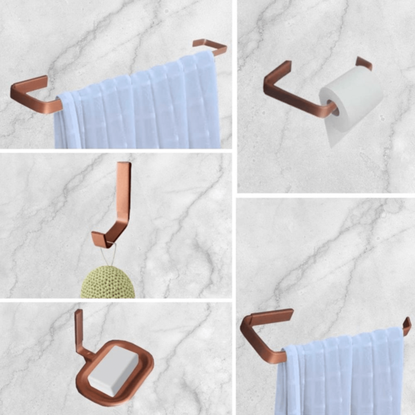 Kit Acessórios Para Banheiro Quadrado 5 Peças Corten