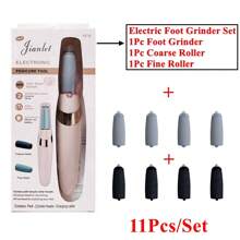 Set de 11 piezas: Incluye 1 pulidora de pies eléctrica, 5 rodillos gruesos y 5 rodillos finos. Removedor eléctrico recargable de callosidades para una experiencia de pedicura de spa en casa, elimina la piel seca para tener pies talla grande suaves. (Debido a diferentes lotes de producción, el empaque del producto se envía al azar, lo que no afecta el uso del producto)