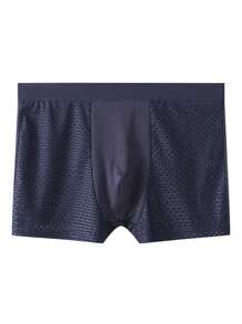 4PCS Men's Underwear Comfortable Breathable Men's Summer Cool Boxer Briefs Men's Half Mesh Solid Color Underwear