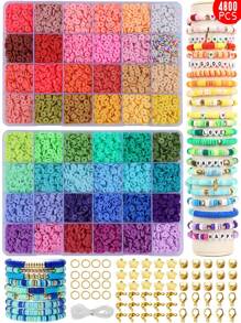 Juego De Cuentas De Arcilla Polimérica De 2400pcs/4800pcs/7200pcs/9600pcs/12000pcs/15600pcs, Cuentas De Disco Plano Redondo Heishi Con Cuentas Separadoras De Arcilla Para Hacer Pulseras, Cuentas De Piedra Negra Para Hacer Joyas, Ideal Para Regalos De Cumpleaños, Acción De Gracias, Navidad Y Año Nuevo