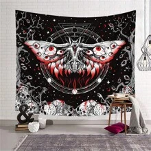 1pc Red-Eyed Bat Skull Printed Tapestry, Home Room Wall Decoration Hanging Cloth, Flag For Room, Room Decor, Tapestry, Wall Art ,Room Stuffs, Flags For Room, Home Decor, Wall Tapestry