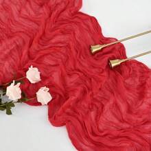 10pcs Rectangular Table Runner, 180*90cm, 300*90cm, 400*90cm, Cheese Cloth Table Runner, Boho Cheesecloth Table Cloth, Transparent Tablecloth, Suitable For Wedding Bride Baby Shower Birthday Or Holiday Party Cake Table Decor, Romantic Banquet Table Decor Chiffon Table Runner For Birthday, Wedding, Party, Holiday Celebration And Baby Shower