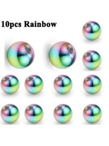 10Pcs Mix Colors Stainless Steel Replacement Balls Bead Lip Eyebrow Tongue Ear Tragus Belly Body Piercing Jewelry 14G/16G 3mm-5mm - Multicolor - View 16
