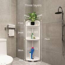 1入組浴室落地收納架，三角形組織，牆角馬桶洗髮水架 - 白色 - 查看 4